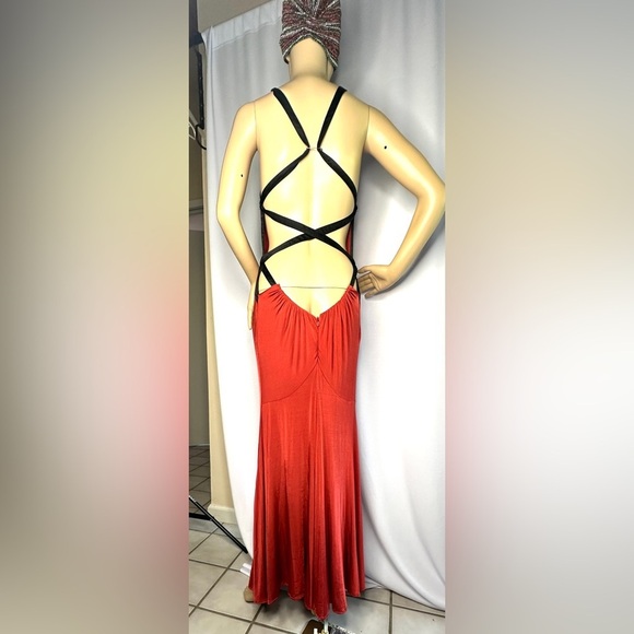 Bebe Special Sexy Strappy Back Red Maxi Flowing Goddess Dress see text for deets - Picture 6 of 8